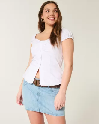 Low-Rise Railroad Stripe Denim Mini Skort,Low-Rise Railroad Stripe Denim Mini Skort