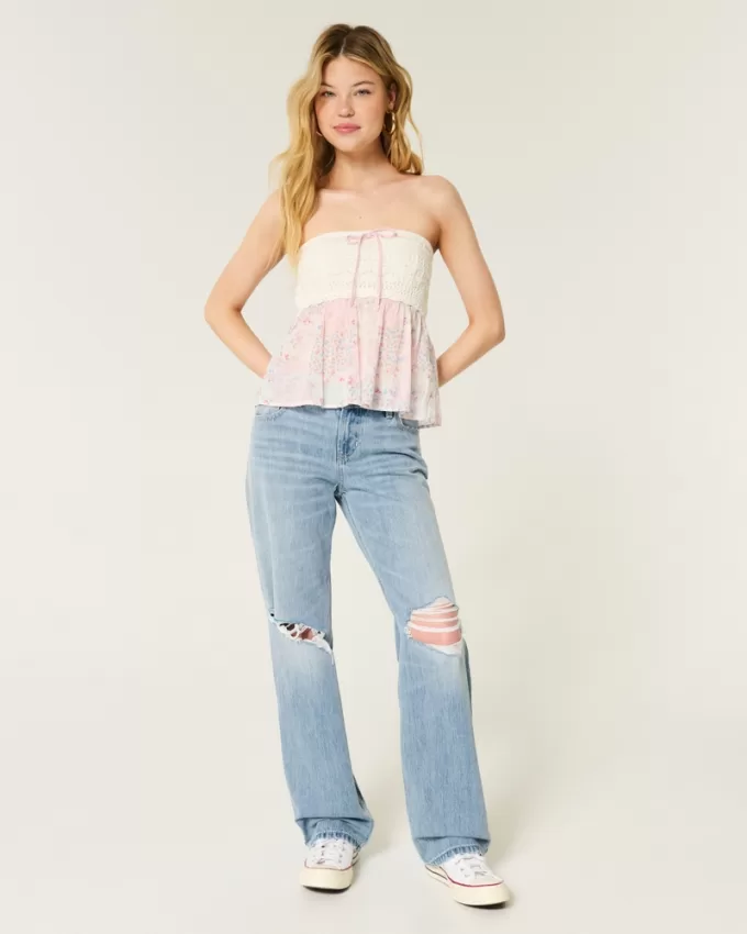 Low-Rise Ripped Light Wash Loose Jeans,Low-Rise Ripped Light Wash Loose Jeans Low-Rise Ripped Light Wash Loose Jeans,Low-Rise Ripped Light Wash Loose Jeans