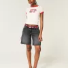 Low-Rise Washed Black Baggy Jort,Low-Rise Washed Black Baggy Jort