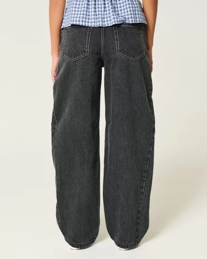 Low-Rise Washed Black Barrel Jeans,Low-Rise Washed Black Barrel Jeans Low-Rise Washed Black Barrel Jeans,Low-Rise Washed Black Barrel Jeans
