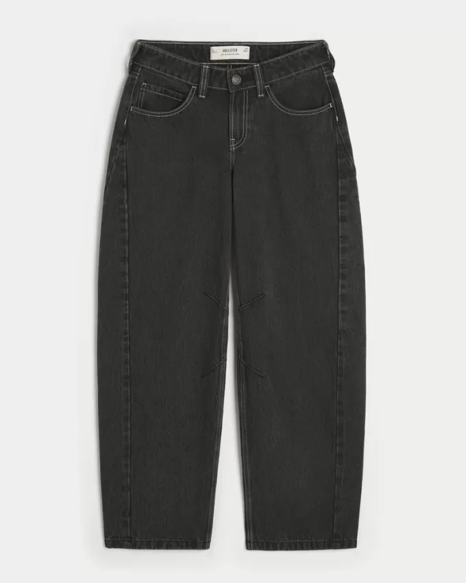Low-Rise Washed Black Barrel Jeans,Low-Rise Washed Black Barrel Jeans Low-Rise Washed Black Barrel Jeans,Low-Rise Washed Black Barrel Jeans