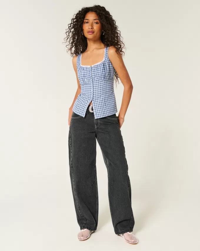 Low-Rise Washed Black Barrel Jeans,Low-Rise Washed Black Barrel Jeans Low-Rise Washed Black Barrel Jeans,Low-Rise Washed Black Barrel Jeans