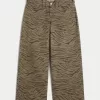 Low-Rise Zebra Pattern Super Baggy Jeans,Low-Rise Zebra Pattern Super Baggy Jeans