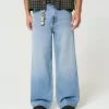 Medium Wash Wolf Graphic Super Baggy Jeans,Medium Wash Wolf Graphic Super Baggy Jeans