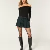 Mid-Rise Pleated Mini Skort,Mid-Rise Pleated Mini Skort