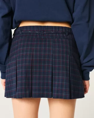 Mid-Rise Pleated Mini Skort,Mid-Rise Pleated Mini Skort
