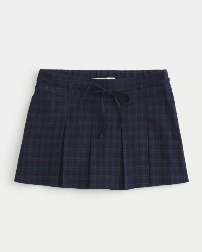 Mid-Rise Pleated Mini Skort,Mid-Rise Pleated Mini Skort
