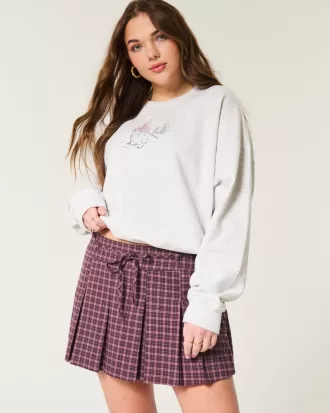 Mid-Rise Pleated Mini Skort,Mid-Rise Pleated Mini Skort