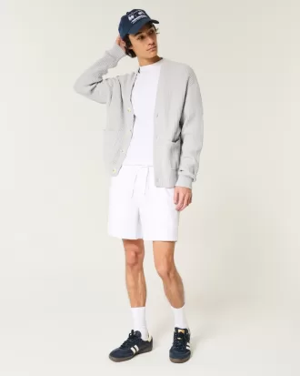 Mid-Thigh Linen-Blend Pull-On Shorts,Mid-Thigh Linen-Blend Pull-On Shorts