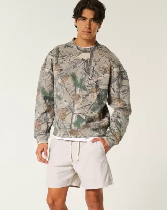 Mid-Thigh Linen-Blend Pull-On Shorts,Mid-Thigh Linen-Blend Pull-On Shorts