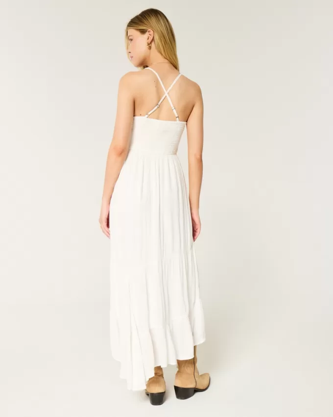 Mixed Fabric Crochet-Style Maxi Dress,Mixed Fabric Crochet-Style Maxi Dress