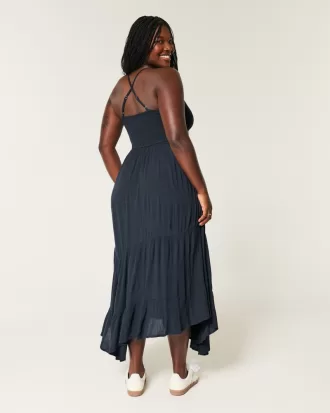 Mixed Fabric Crochet-Style Maxi Dress,Mixed Fabric Crochet-Style Maxi Dress