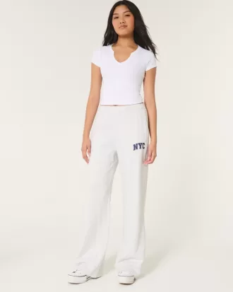 NYC Graphic Fleece Wide-Leg Pants,NYC Graphic Fleece Wide-Leg Pants