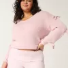 Off-the-Shoulder Bow Applique Sweater,Off-the-Shoulder Bow Applique Sweater