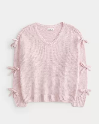 Off-the-Shoulder Bow Applique Sweater,Off-the-Shoulder Bow Applique Sweater Off-the-Shoulder Bow Applique Sweater,Off-the-Shoulder Bow Applique Sweater