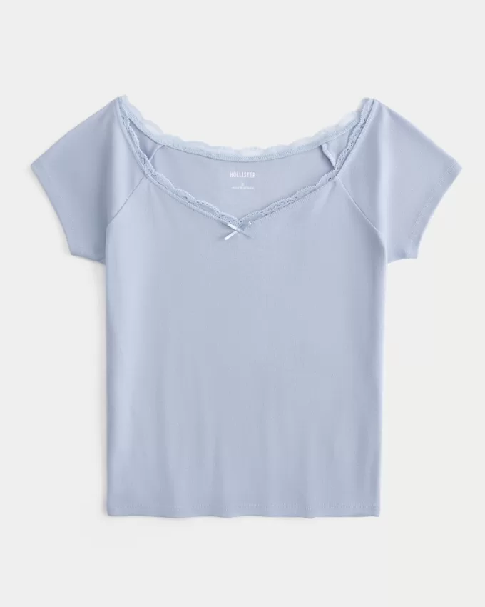 Off-the-Shoulder Lace Trim Top,Off-the-Shoulder Lace Trim Top Off-the-Shoulder Lace Trim Top,Off-the-Shoulder Lace Trim Top