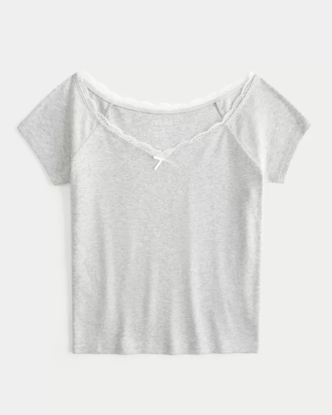 Off-the-Shoulder Lace Trim Top,Off-the-Shoulder Lace Trim Top Off-the-Shoulder Lace Trim Top,Off-the-Shoulder Lace Trim Top