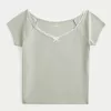 Off-the-Shoulder Lace Trim Top,Off-the-Shoulder Lace Trim Top