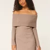 Off-the-Shoulder Skater Sweater Dress,Off-the-Shoulder Skater Sweater Dress Off-the-Shoulder Skater Sweater Dress,Off-the-Shoulder Skater Sweater Dress