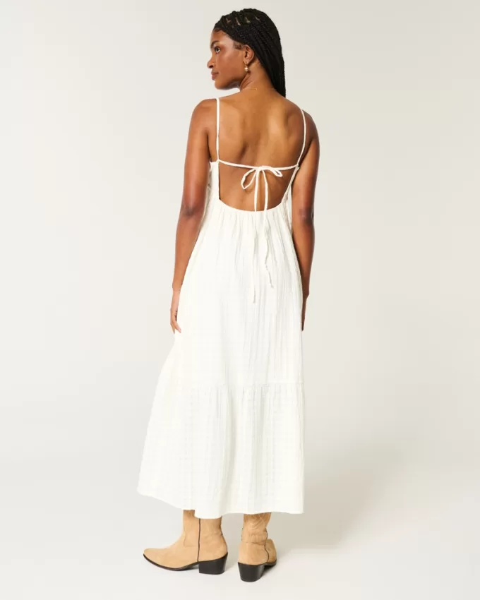 Open-Back Babydoll Maxi Dress,Open-Back Babydoll Maxi Dress