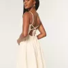 Open Back Linen Blend Mini Dress,Open Back Linen Blend Mini Dress Open Back Linen Blend Mini Dress,Open Back Linen Blend Mini Dress