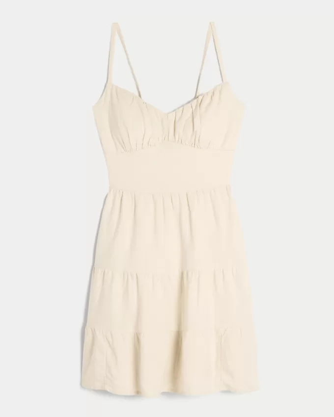Open Back Linen Blend Mini Dress,Open Back Linen Blend Mini Dress Open Back Linen Blend Mini Dress,Open Back Linen Blend Mini Dress