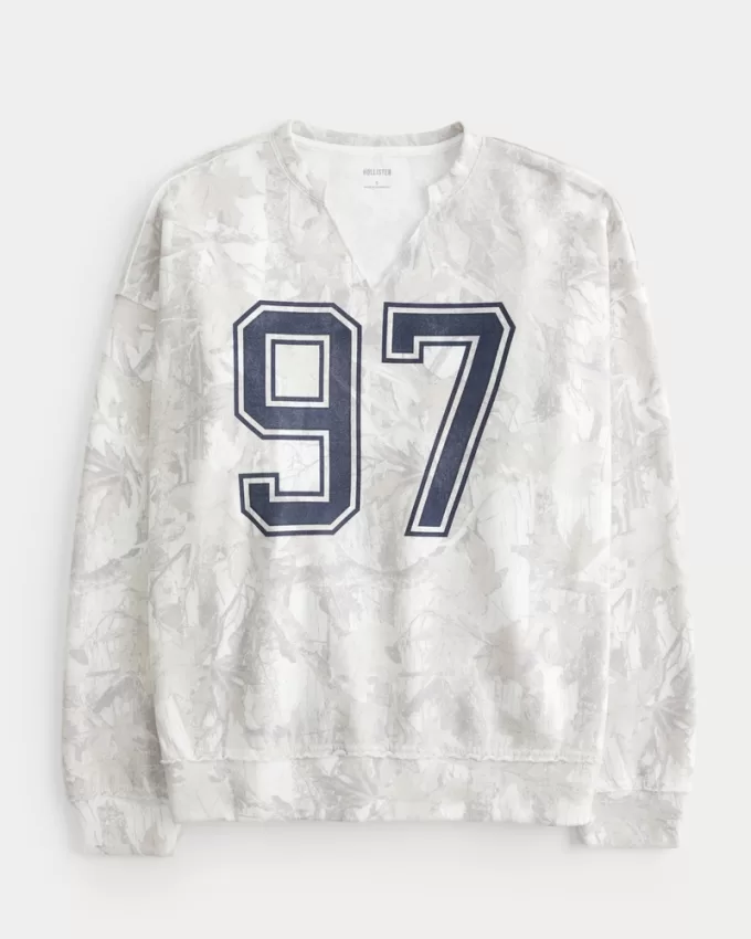 Oversized Camo Number Graphic Notch-Neck Sweatshirt,Oversized Camo Number Graphic Notch-Neck Sweatshirt Oversized Camo Number Graphic Notch-Neck Sweatshirt,Oversized Camo Number Graphic Notch-Neck Sweatshirt