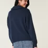 Oversized Half-Zip American Flag Graphic Sweater,Oversized Half-Zip American Flag Graphic Sweater