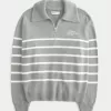 Oversized Half-Zip Graphic Sweater,Oversized Half-Zip Graphic Sweater
