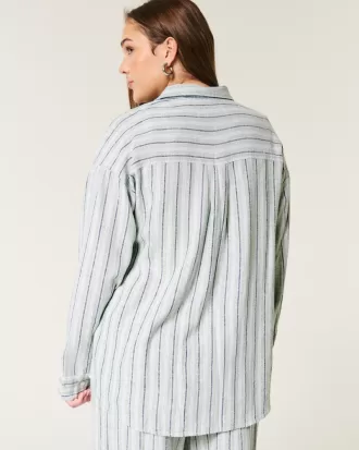 Oversized Linen-Blend Shirt,Oversized Linen-Blend Shirt