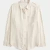 Oversized Linen-Blend Shirt,Oversized Linen-Blend Shirt