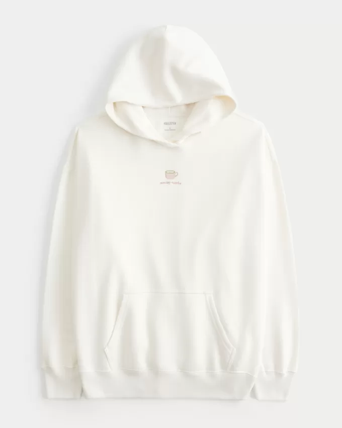 Oversized Monday Matcha Graphic Hoodie,Oversized Monday Matcha Graphic Hoodie