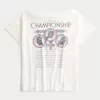 Oversized Off-the-Shoulder Motorcycle Racing Graphic Tee,Oversized Off-the-Shoulder Motorcycle Racing Graphic Tee