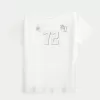 Oversized Off-the-Shoulder Number Graphic Tee,Oversized Off-the-Shoulder Number Graphic Tee