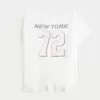 Oversized Off-the-Shoulder Number Graphic Tee,Oversized Off-the-Shoulder Number Graphic Tee