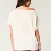 Oversized Off-the-Shoulder Snoopy Graphic Tee,Oversized Off-the-Shoulder Snoopy Graphic Tee