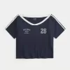 Oversized Off-the-Shoulder Varsity Graphic Tee,Oversized Off-the-Shoulder Varsity Graphic Tee
