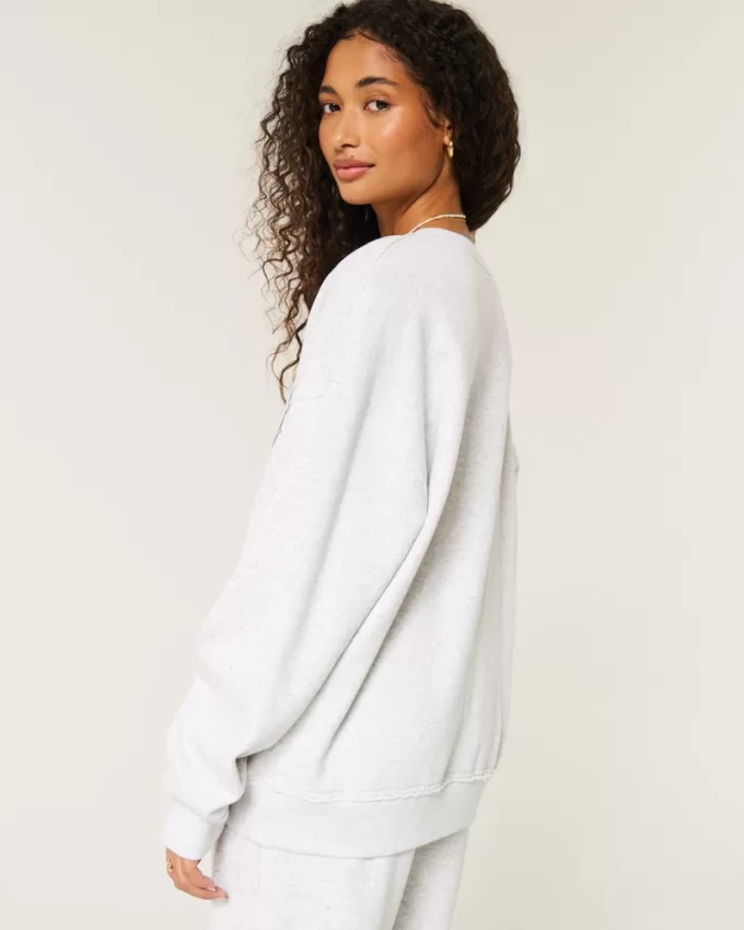 Oversized UGA Dawgs Graphic Notch-Neck Sweatshirt,Oversized UGA Dawgs Graphic Notch-Neck Sweatshirt