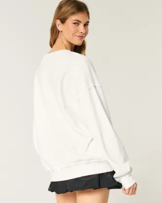 Oversized University of Texas Graphic Notch-Neck Sweatshirt,Oversized University of Texas Graphic Notch-Neck Sweatshirt