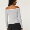 Pointelle Lace Trim Top,Pointelle Lace Trim Top