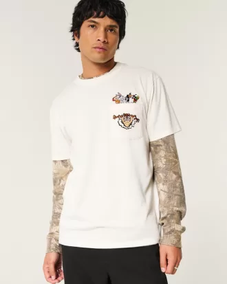 Relaxed Looney Tunes Graphic Pocket Tee,Relaxed Looney Tunes Graphic Pocket Tee