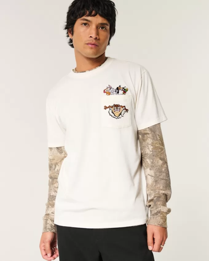 Relaxed Looney Tunes Graphic Pocket Tee,Relaxed Looney Tunes Graphic Pocket Tee