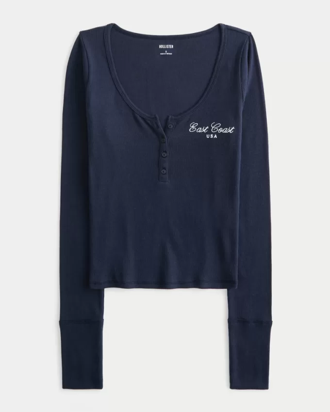 Ribbed East Coast Graphic Henley,Ribbed East Coast Graphic Henley Ribbed East Coast Graphic Henley,Ribbed East Coast Graphic Henley