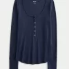 Ribbed Henley,Ribbed Henley