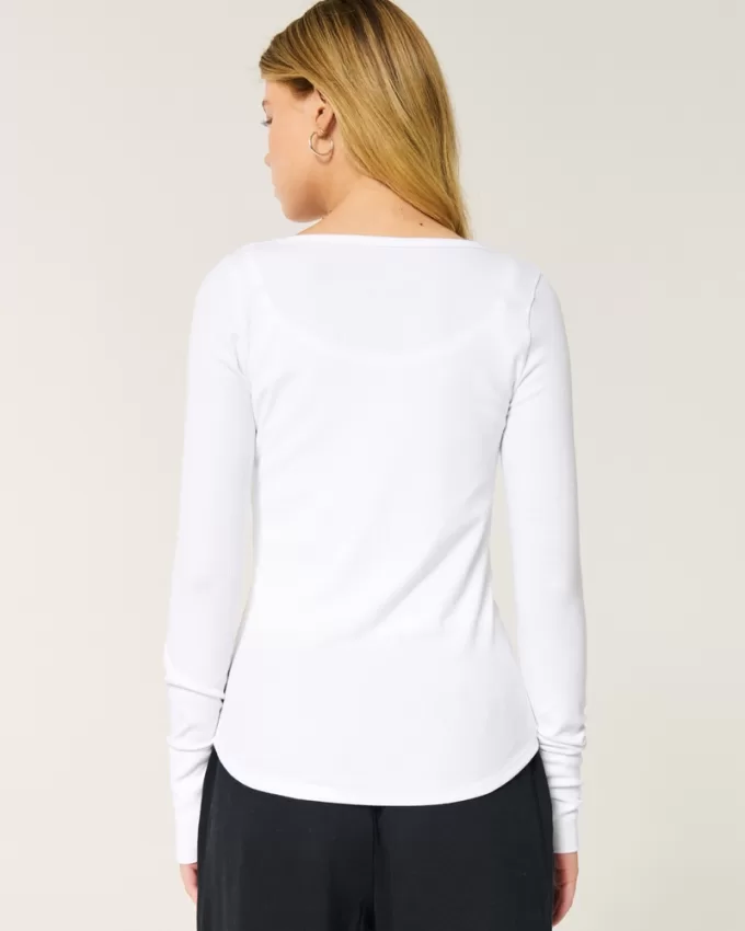 Ribbed Henley,Ribbed Henley