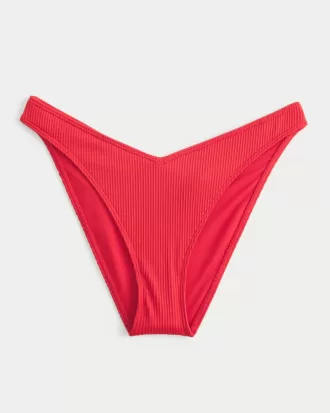 Ribbed High-Leg V-Waist Cheeky Bikini Bottom,Ribbed High-Leg V-Waist Cheeky Bikini Bottom