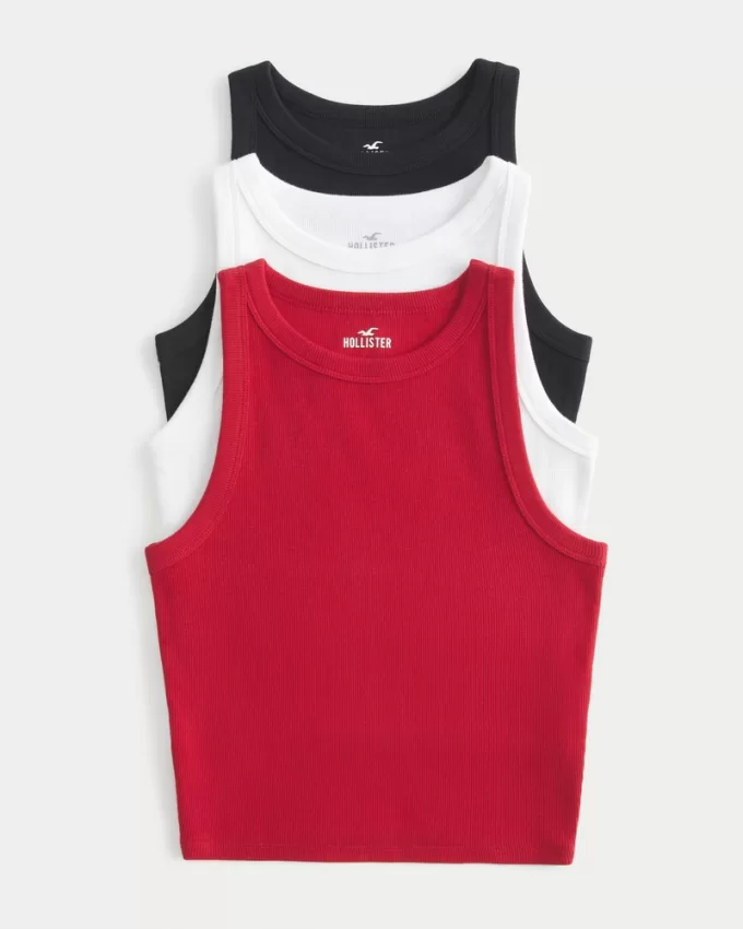 Ribbed High-Neck Tank 3-Pack,Ribbed High-Neck Tank 3-Pack