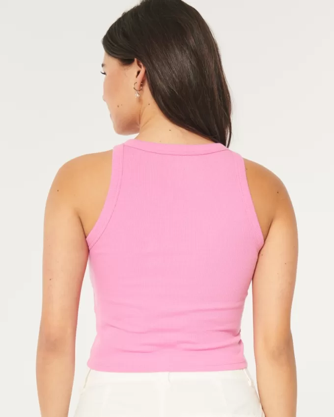 Ribbed Kailua-Kona Hawaii Graphic High-Neck Tank,Ribbed Kailua-Kona Hawaii Graphic High-Neck Tank