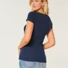 Ribbed Lace Placket Scoop Henley,Ribbed Lace Placket Scoop Henley