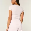 Ribbed Lace Placket Scoop Henley,Ribbed Lace Placket Scoop Henley